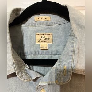 Large classic J Crew denim short sleeve shirt. Like new.